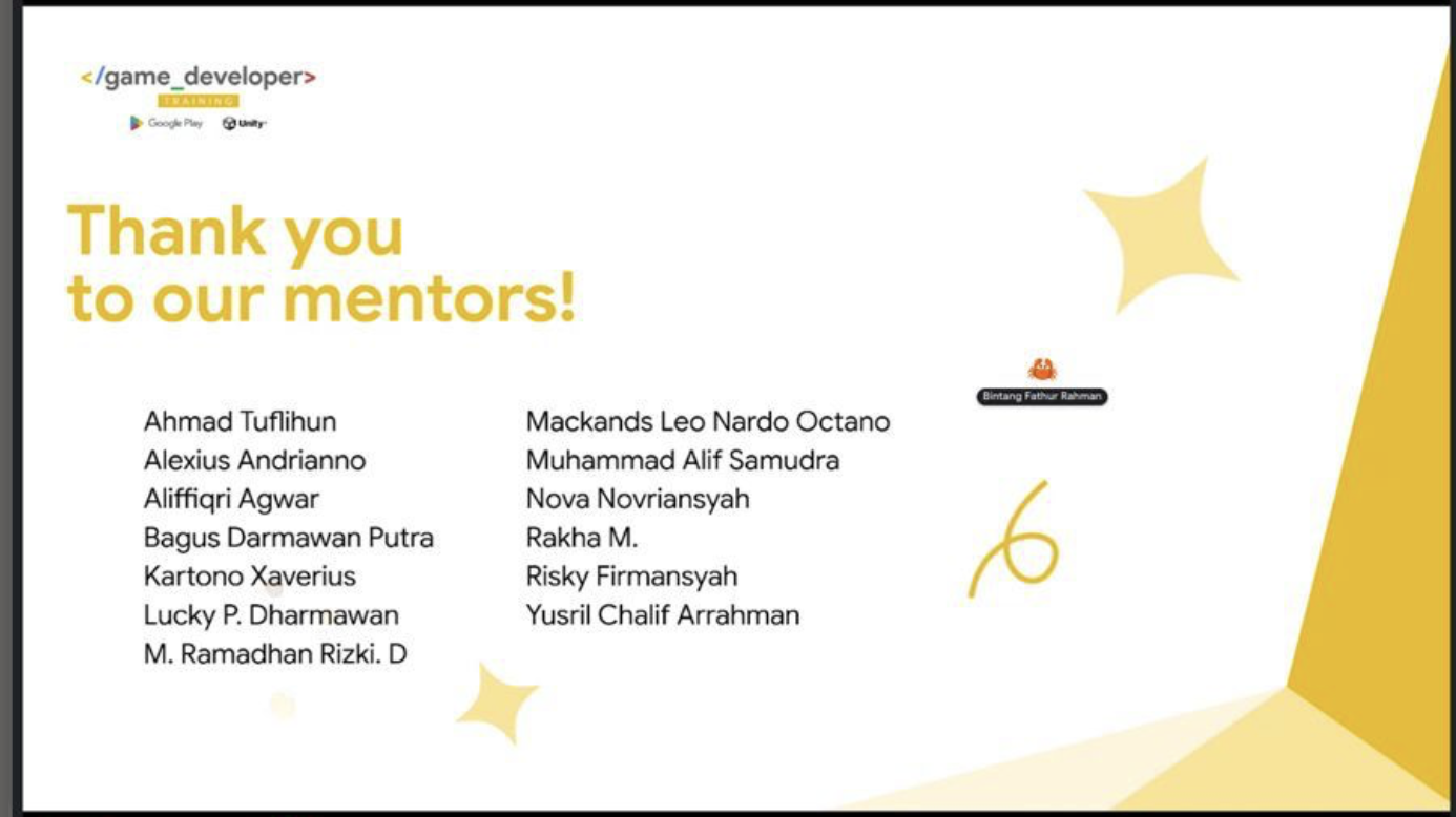 Google Play & Unity Game Developer Training Mentor Award